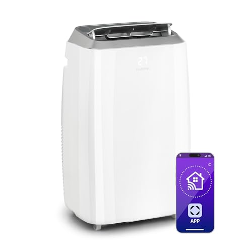 Klarstein Aire Acondicionado 3 em 1, Climatizador de Ar 1200BTU Evaporativo de Ar, Silencioso, Pinguino Modo Noturno com Humidificador e Ventilador, Aparelho com Refrigerador de Ar para Casa
