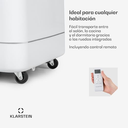Klarstein Aire Acondicionado 3 em 1, Climatizador de Ar 1200BTU Evaporativo de Ar, Silencioso, Pinguino Modo Noturno com Humidificador e Ventilador, Aparelho com Refrigerador de Ar para Casa