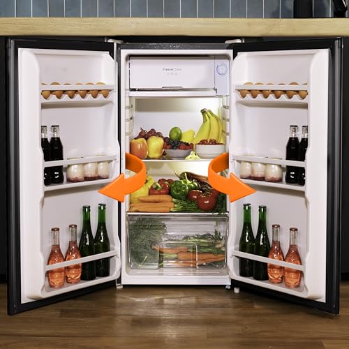 Cecotec Nevera Pequeña Frigorífico Mini Retro 91L 1 Porta Bolero Coolmarket TT Origin 90 Negro E. Frigorífico de Mesa, 83cm de Altura e 47cm de Largura, Bajo Consumo, Temperatura Regulable