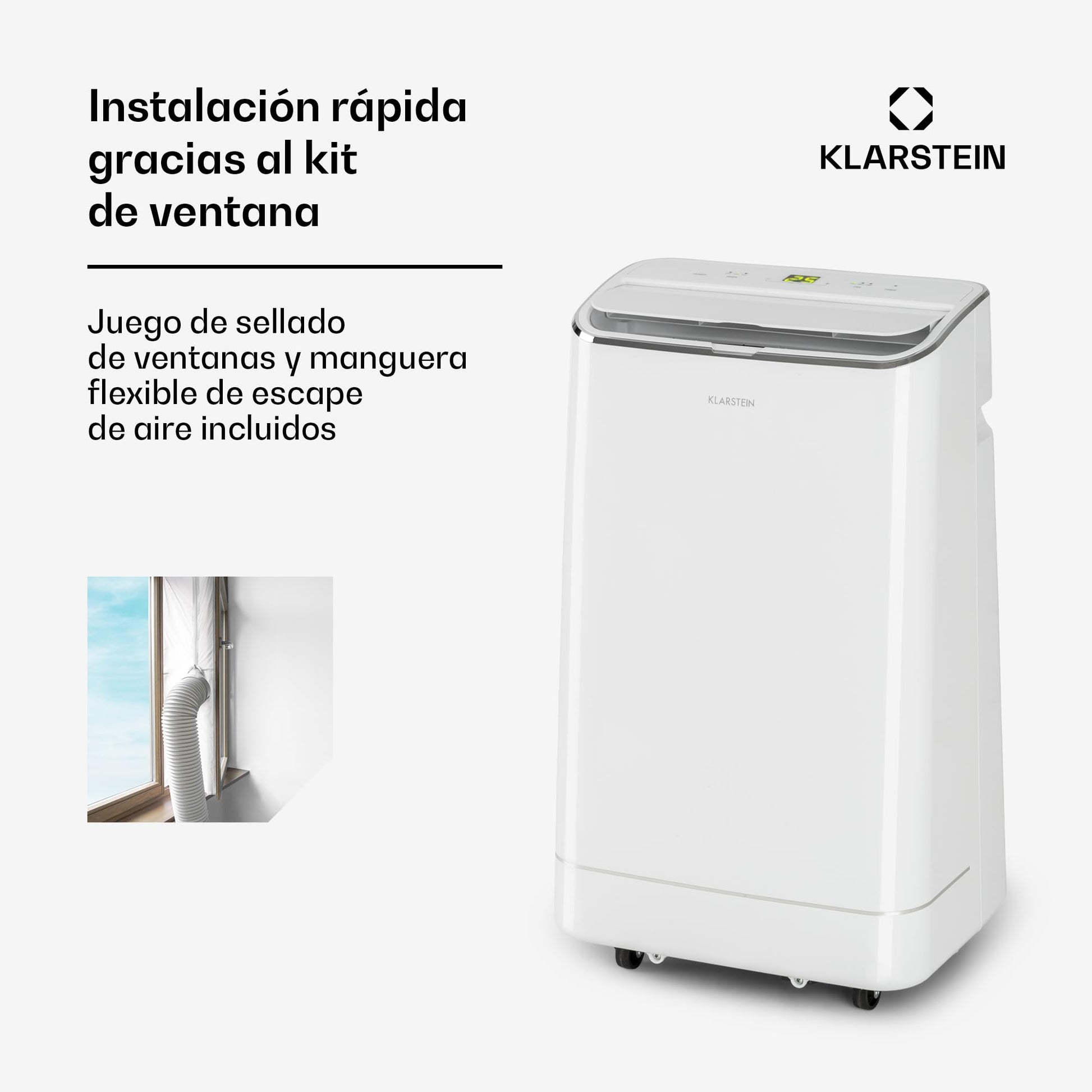 Klarstein Aire Acondicionado 3 em 1, Climatizador de Ar 1200BTU Evaporativo de Ar, Silencioso, Pinguino Modo Noturno com Humidificador e Ventilador, Aparelho com Refrigerador de Ar para Casa