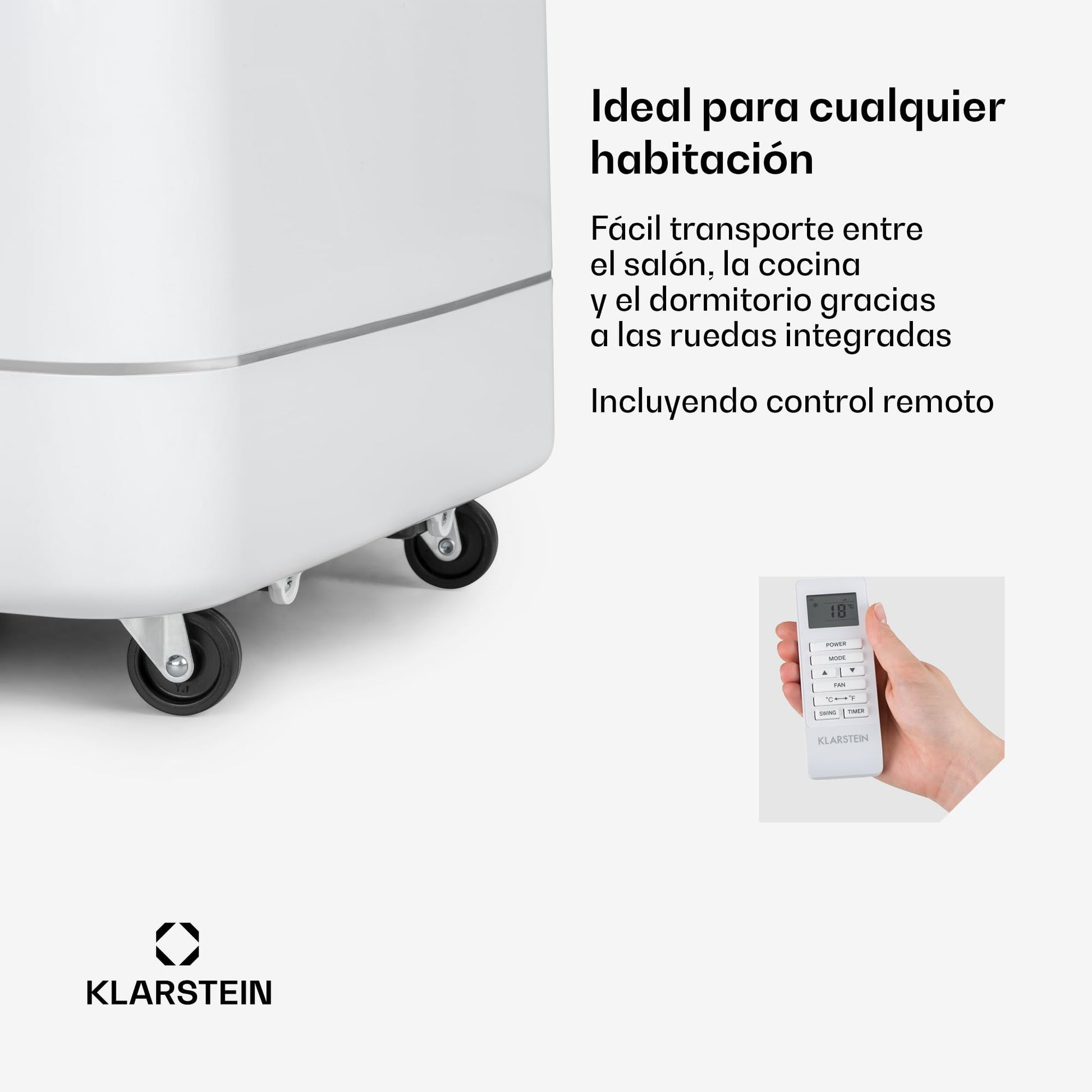 Klarstein Aire Acondicionado 3 em 1, Climatizador de Ar 1200BTU Evaporativo de Ar, Silencioso, Pinguino Modo Noturno com Humidificador e Ventilador, Aparelho com Refrigerador de Ar para Casa