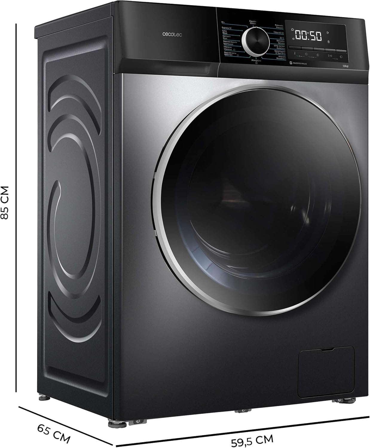 Lavadora de Carga Frontal 12 kg – 1400 rpm, Motor Inverter, Vapor y 16 Programas de Lavado