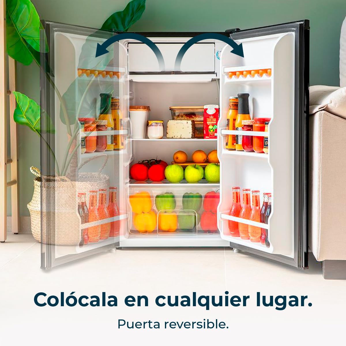 Cecotec Nevera Pequeña Frigorífico Mini Retro 91L 1 Porta Bolero Coolmarket TT Origin 90 Negro E. Frigorífico de Mesa, 83cm de Altura e 47cm de Largura, Bajo Consumo, Temperatura Regulable