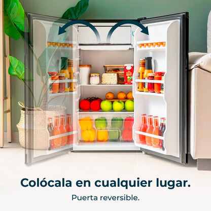 Cecotec Nevera Pequeña Frigorífico Mini Retro 91L 1 Porta Bolero Coolmarket TT Origin 90 Negro E. Frigorífico de Mesa, 83cm de Altura e 47cm de Largura, Bajo Consumo, Temperatura Regulable