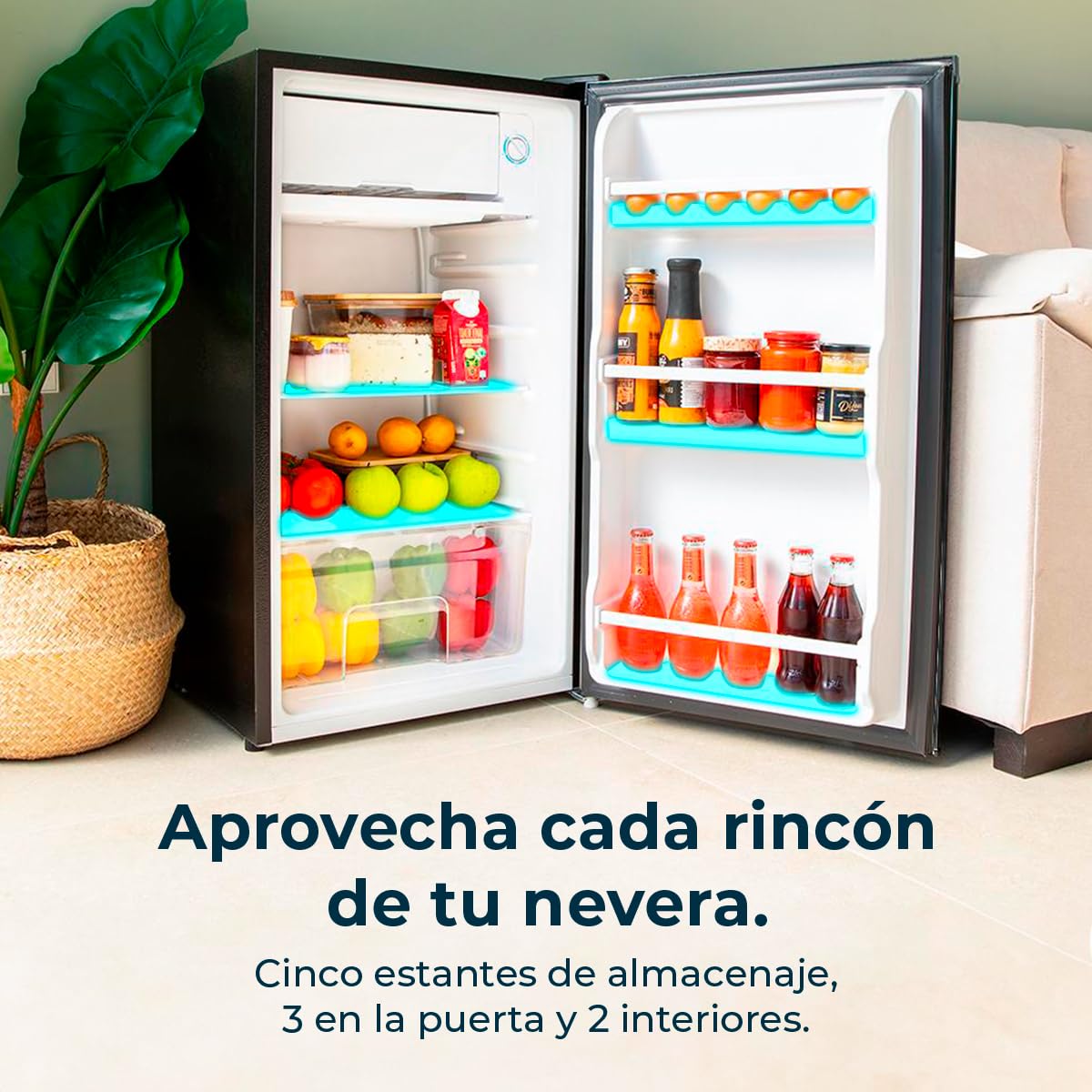 Cecotec Nevera Pequeña Frigorífico Mini Retro 91L 1 Porta Bolero Coolmarket TT Origin 90 Negro E. Frigorífico de Mesa, 83cm de Altura e 47cm de Largura, Bajo Consumo, Temperatura Regulable
