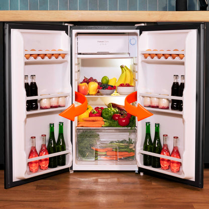 Cecotec Nevera Pequeña Frigorífico Mini Retro 91L 1 Porta Bolero Coolmarket TT Origin 90 Negro E. Frigorífico de Mesa, 83cm de Altura e 47cm de Largura, Bajo Consumo, Temperatura Regulable